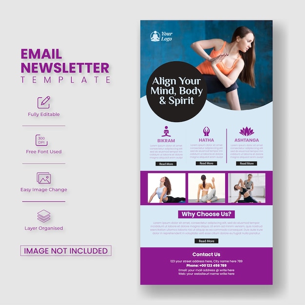 Yoga and beauty email newsletter template or blogger website interface templates