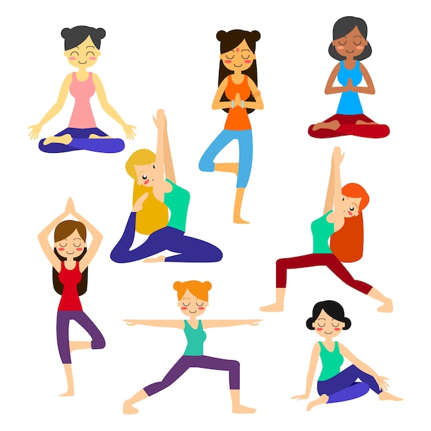 Collezione di personaggi di yoga