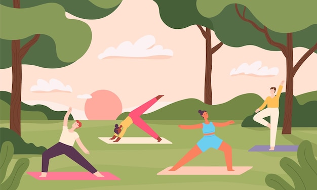 Yoga nel parco cittadino di concentrazione e meditazione