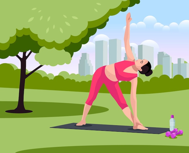 Vector yoga in the city park