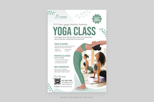 Yoga class flyer template in vector