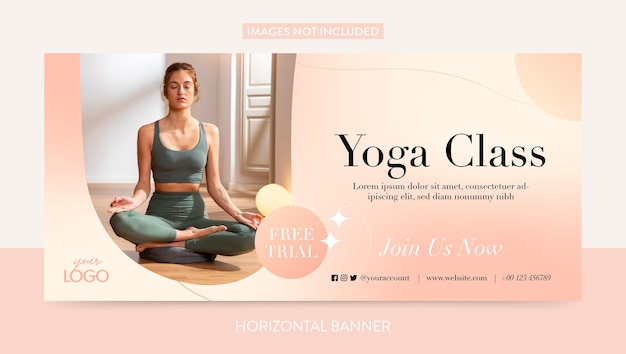 Vettore modello di banner orizzontale con gradiente di classe di yoga