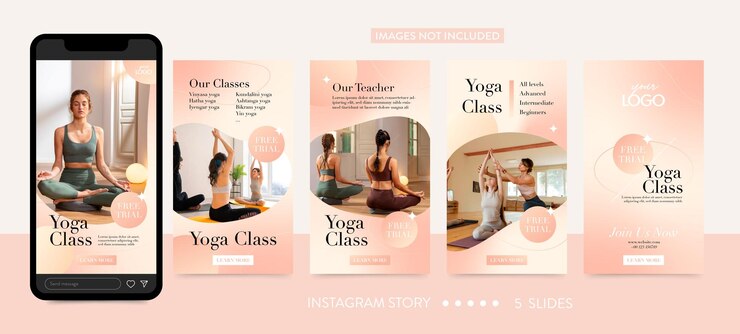 Vector yoga class gradient instagram story template
