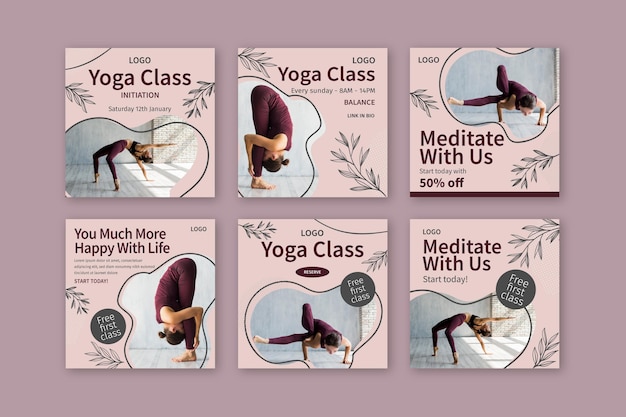 Yoga class instagram posts template