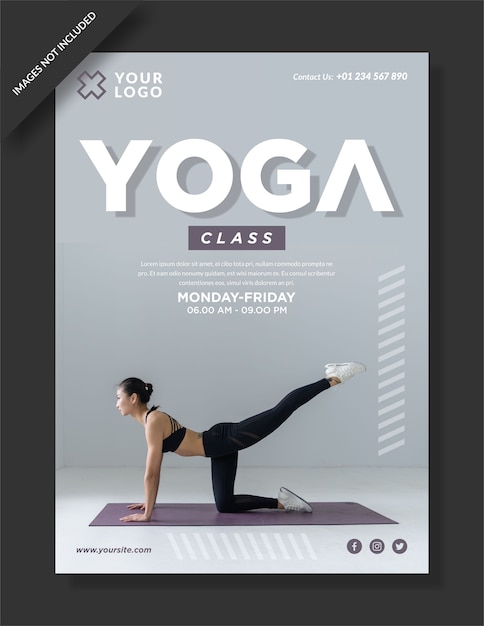 Modello di poster di lezione di yoga