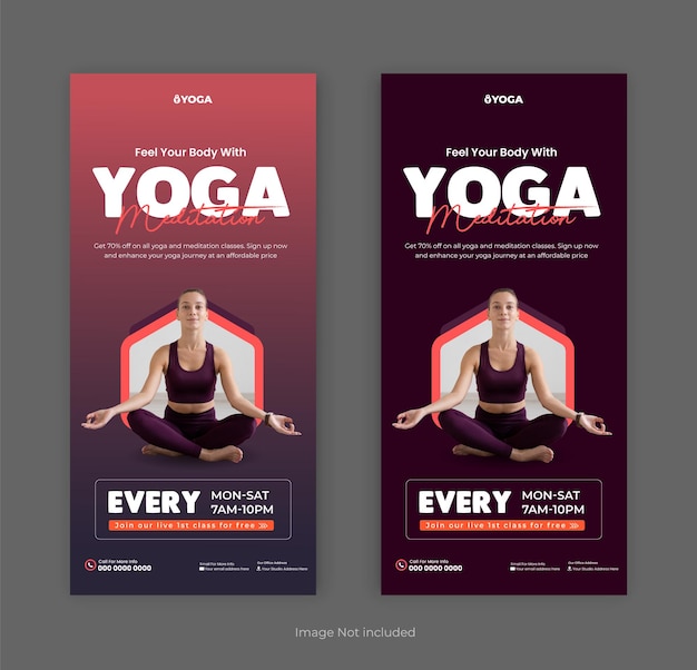 yoga class rack card or dl flyer template 2 color variation