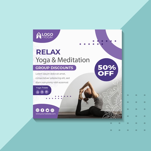 Yoga class square flyer template