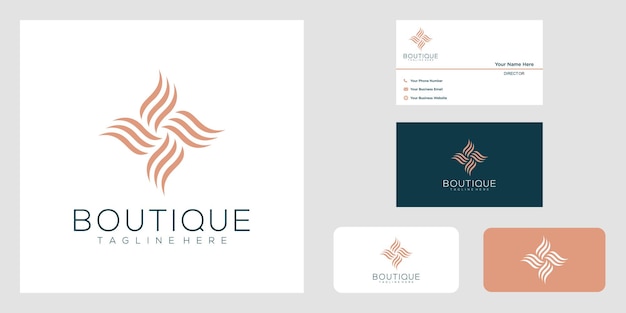 Logo design lezioni di yoga realizzato con foglie e fiori con linee semplici boutique