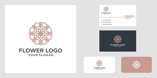 Logo design lezioni di yoga realizzato con foglie e fiori con linee semplici