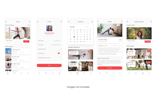 Yoga classes and pilates gym app ui kit