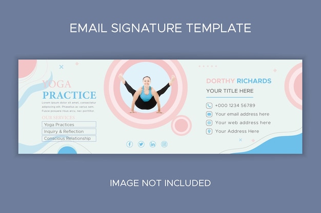Modello di firma e-mail per il fitness del concetto di yoga