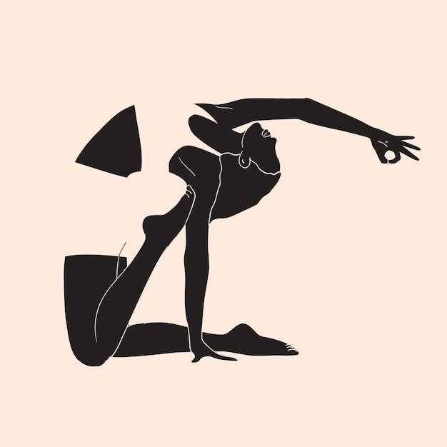 yoga concept minimalistic vector illustration with a woman in a yoga pose