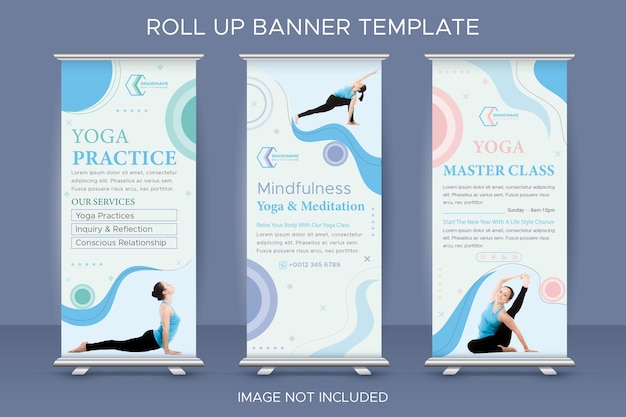 Vector yoga concept roll up banner template