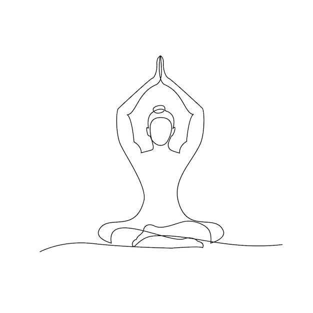 Yoga continu één lijntekening