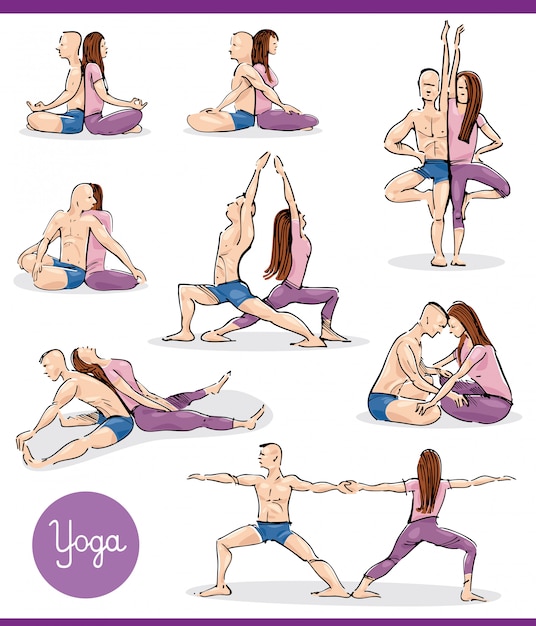 Yoga nell'illustrazione dell'illustrazione delle coppie