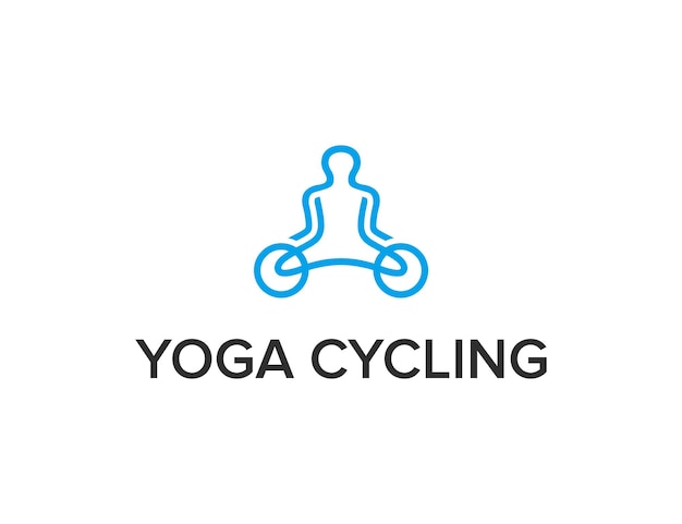 yoga and cycle outline simple sleek creative geometric modern logo design