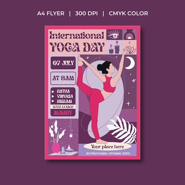 Vector yoga day flyer