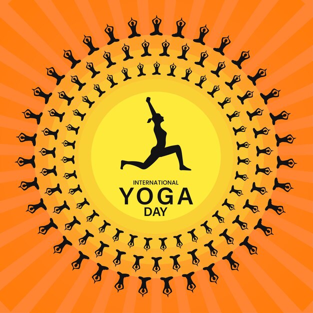 Yoga day post design with two types poas vector file