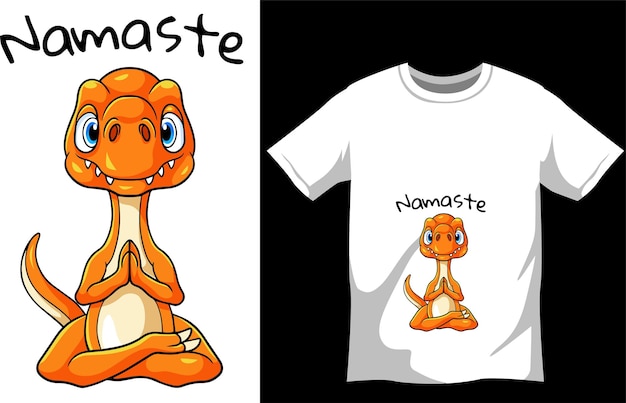 Yoga dinosaur tshirt design template