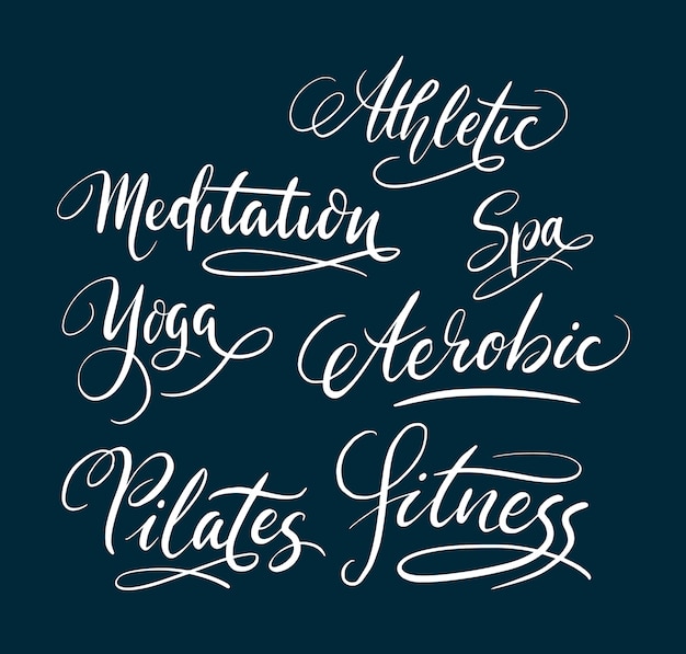 Yoga en fitness handschrift kalligrafie