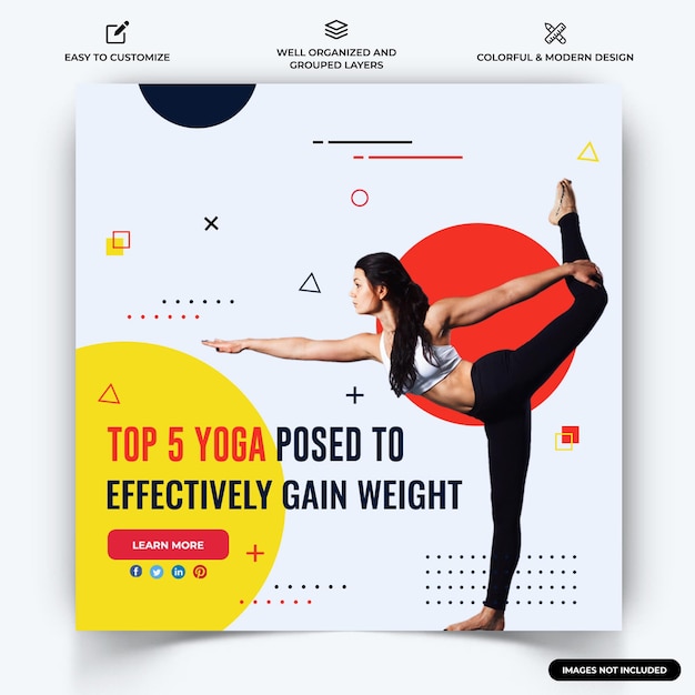 Yoga en meditatie instagram social media post webbannersjabloon vector premium