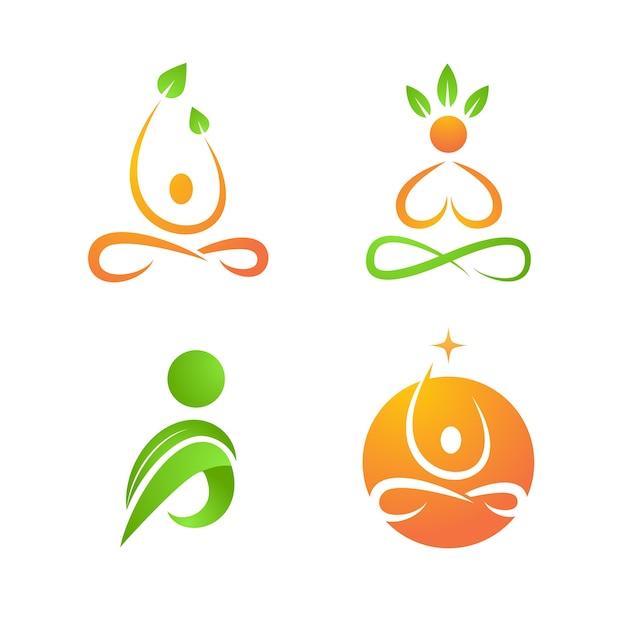Yoga en wellness creative logo set