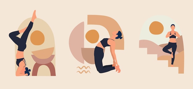 Yoga Exercise Flat Bundle Design Illustration