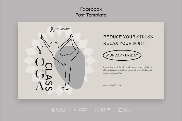 Vettore modello di post su facebook di yoga