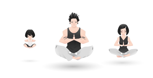 Yoga Family Character Design Set Zen Sfeer