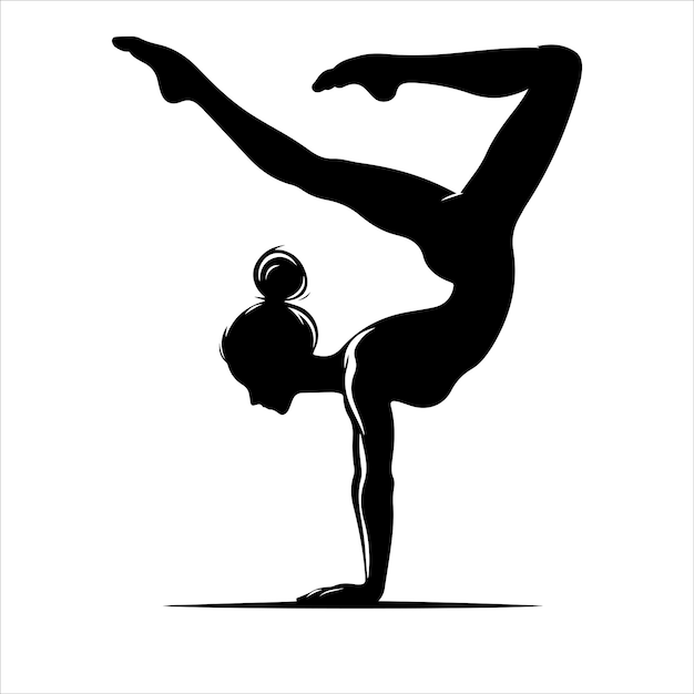 Vector yoga female vector black gymnastics female silhouette