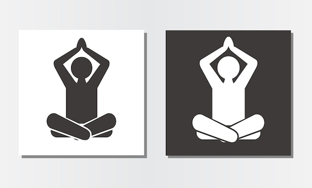 Yoga fitness meditatie pose pictogram vector logo ontwerp