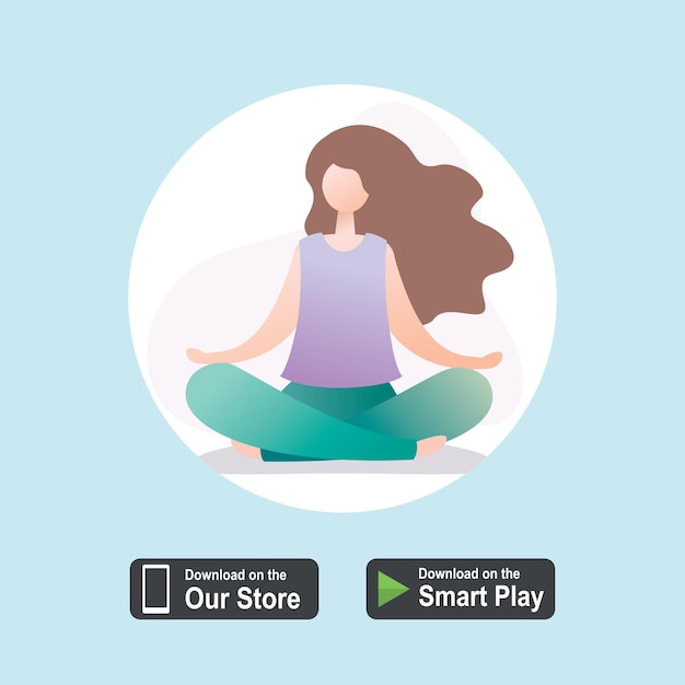 Yoga or fitness Mobile app logo or icon female in lotus position vector