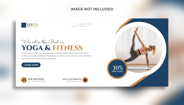 Дизайн шаблона обложки и баннера для социальных сетей Yoga Fitness