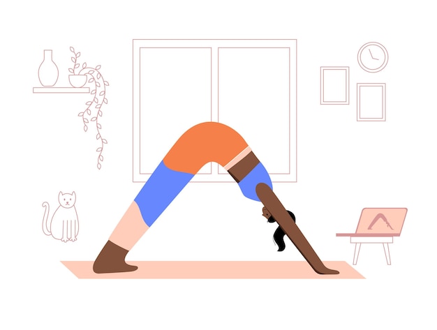 Yoga flat vector illustration Healthy lifestyle