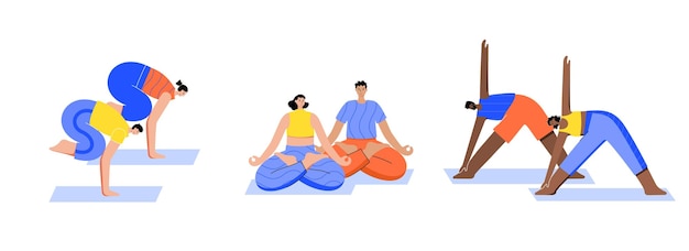 Yoga flat vector illustration healthy lifestyle