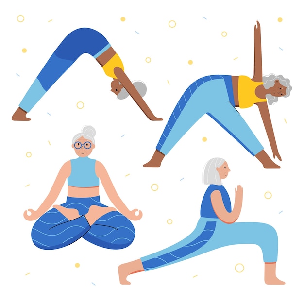 Vector yoga flat vector illustration healthy lifestyle