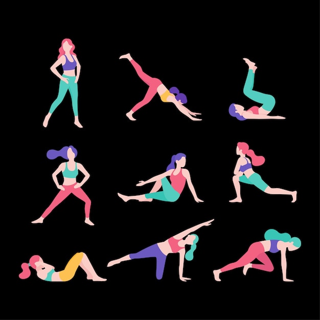 Vector yoga gym beweging illustratie plat ontwerp