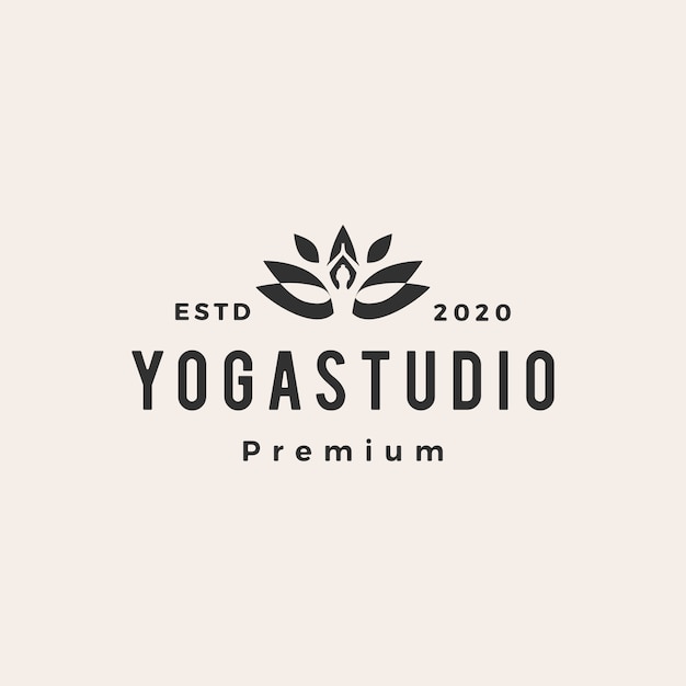 Yoga hipster vintage logo pictogram illustratie