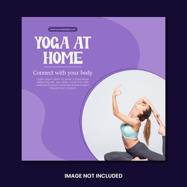 Yoga a casa modello di post sui social media