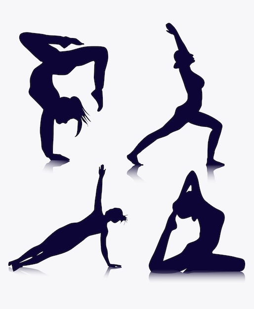 Yoga houdingen silhouet set