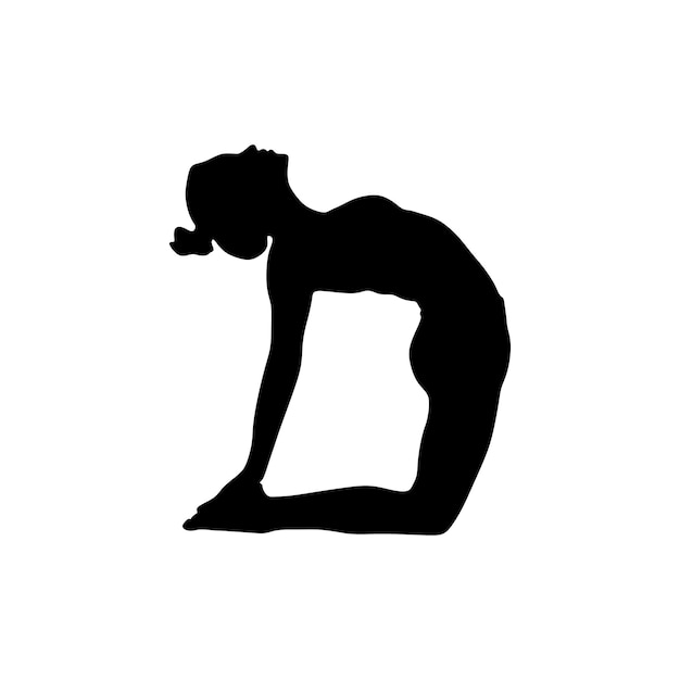 yoga in silhouet vectorkunst op achtergrond