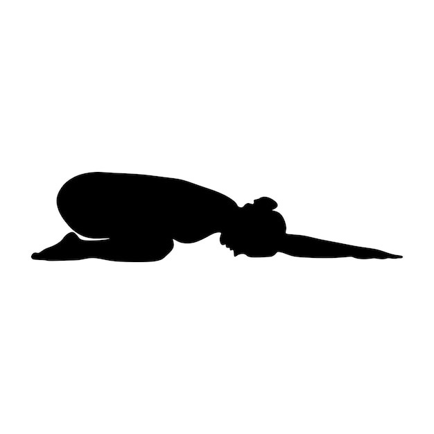 yoga in silhouet vectorkunst op achtergrond