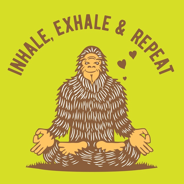 Vettore yoga inspirare espirare ripetere bigfoot illustrazione