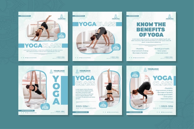 Vector yoga instagram posts