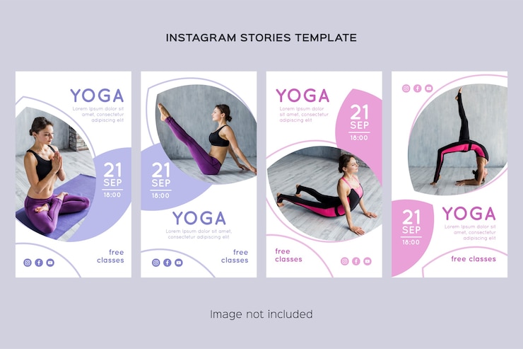 Vector yoga instagram stories collection