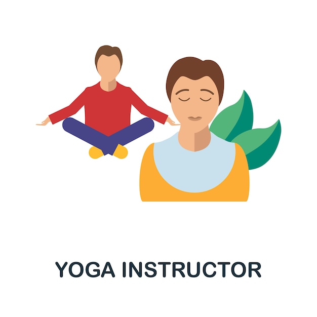 Vettore icona piatta dell'istruttore di yoga elemento semplice di colore della collezione freelance icona dell'istruttore di yoga creativo per modelli di web design, infografica e altro ancora