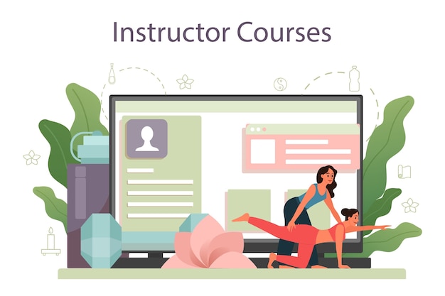 Vector yoga instructor online service or platform