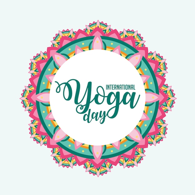 Giornata internazionale di yoga con ornamento di mandala