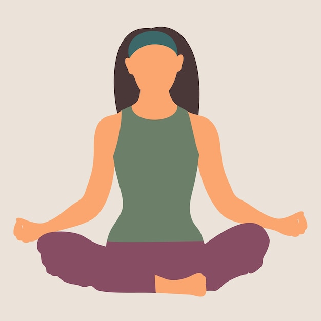 Yoga Jonge vrouw zittend in lotushouding Vector illustratie met letters