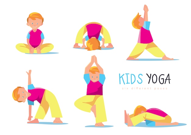 Insieme di bambini di yoga, illustrazione